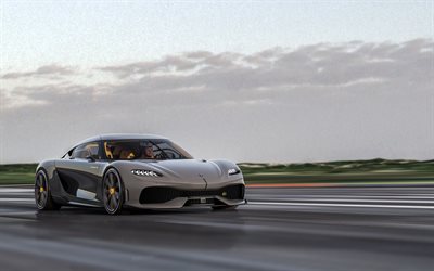 En 2020, la Koenigsegg Gemera, vue de face, &#224; l&#39;ext&#233;rieur, hypercar, nouveau gris Gemera, voitures de luxe, voitures de sport, la Koenigsegg