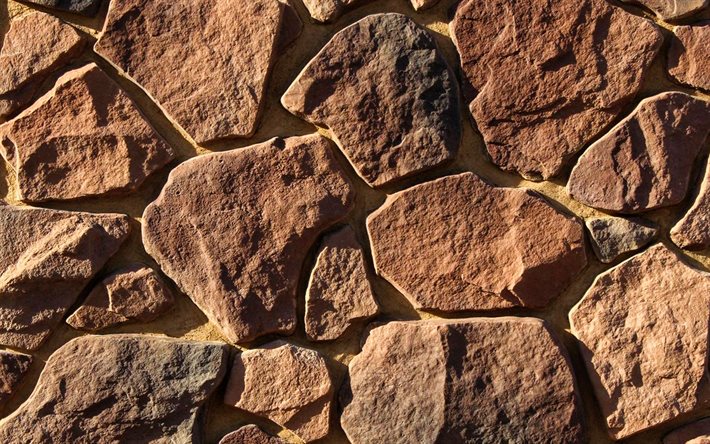 4k, brun mur de pierre, close-up, la roche naturelle &#224; la texture de la pierre, de textures, de gris grunge fond, macro, brun pierres, la pierre de milieux, fond de roche naturel, brun origines