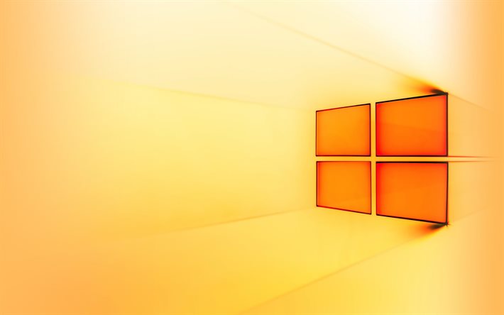 Windows 10 orange logotyp, kreativa, abstrakt konst, orange bakgrund, 4k, operativsystem, Windows 10 logotyp, konstverk, Windows-10