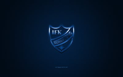 IFK Norrkoping, Swedish football club, Allsvenskan, blue logo, blue carbon fiber background, football, Norrkoping, Sweden, IFK Norrkoping logo