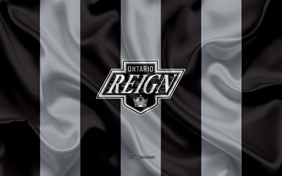 Ontario Reign, American Hockey Club, emblem, silk flag, gray silk texture, AHL, Ontario Reign logo, Ontario, California, USA, hockey, American Hockey League