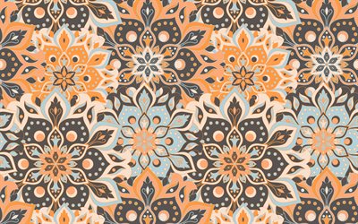 floral orange ornament texture, floral retro ornament texture, retro textures, ornament texture, retro backgrounds, floral backgrounds