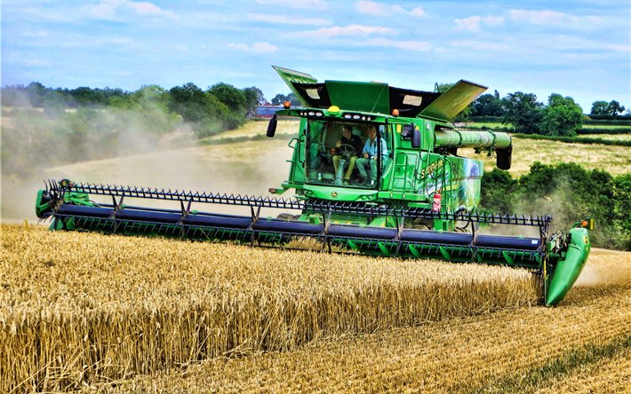 John Deere S700, bi&#231;erd&#246;ver, 2020 birleştirir, buğday hasat, hasat kavramlar, John Deere