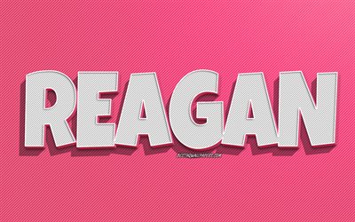 ロナルド・レーガン, ピンクの線の背景, 名前の壁紙, レーガン名, 女性の名前, レーガングリーティングカード, ラインアート, レーガンの名前の写真
