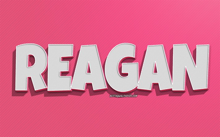 Reagan, fundo de linhas rosa, pap&#233;is de parede com nomes, nome de Reagan, nomes femininos, cart&#227;o de felicita&#231;&#245;es de Reagan, arte de linha, imagem com o nome de Reagan