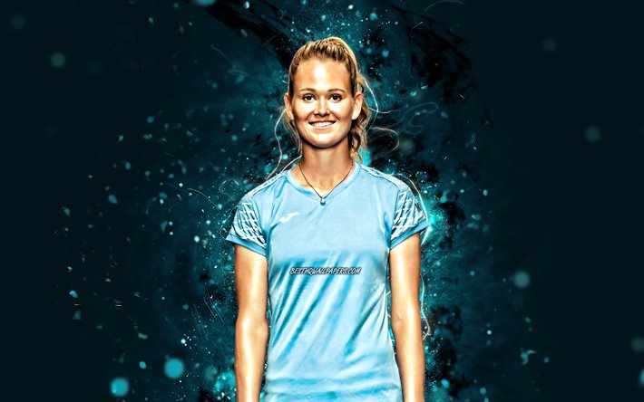 Marie Bouzkova, 4K, giocatori di tennis cechi, WTA, luci al neon blu, tennis, fan art, Marie Bouzkova 4K