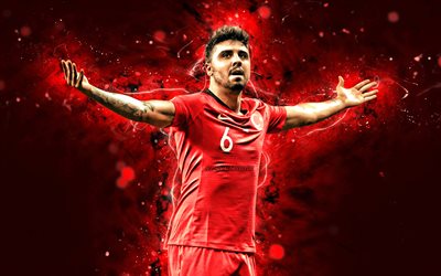 Ozan Tufan, 4k, Turkey National Team, soccer, footballers, red neon lights, Turkish football team, Ozan Tufan 4K