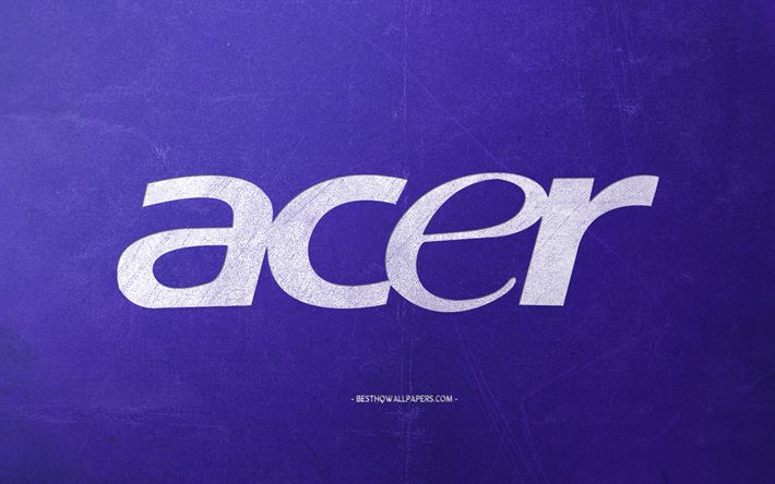Logo Acer, sfondo retr&#242; viola, texture pietra viola, emblema Acer, arte retr&#242;, Acer