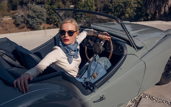 Kate Bosworth, American actress, blonde, girl driving, beautiful woman, make-up