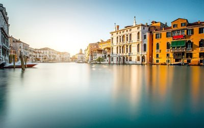 Venecia, Italia, por la noche, viajar, canal