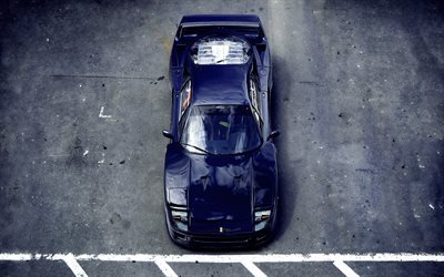 parkering, Ferrari F40, supercars, bl&#229; f40, italienska bilar, asfalt, Ferrari