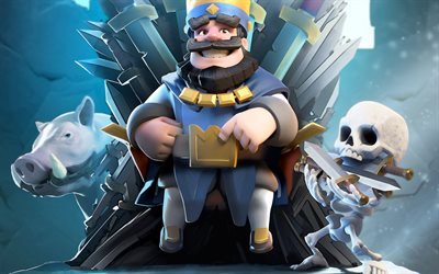 Blue King, characters, skeleton, RTS, Clash Royale
