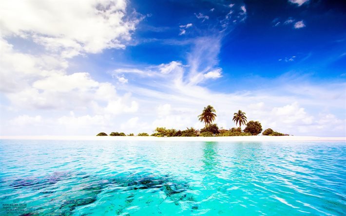 Maldivas, mar, Diggiri, el verano, la isla de