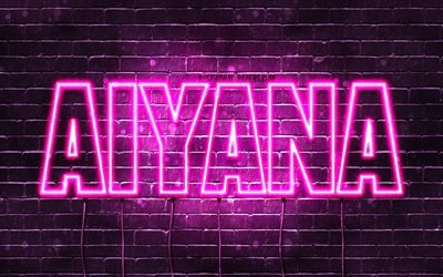 Aiyana, 4k, wallpapers with names, female names, Aiyana name, purple neon lights, Happy Birthday Aiyana, picture with Aiyana name