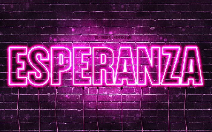 Esperanza, 4k, wallpapers with names, female names, Esperanza name, purple neon lights, Happy Birthday Esperanza, picture with Esperanza name