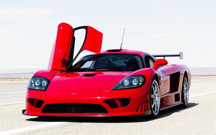 Saleen S7, rouge supercar, lambo portes, rouge S7-am&#233;ricain supercar, Twin Turbo, Saleen