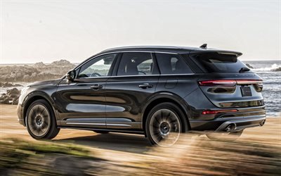 Lincoln Corsair, 2020, rear view, exterior, black SUV, new black Corsair, american cars, Lincoln