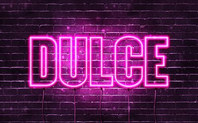 Dulce, 4k, wallpapers with names, female names, Dulce name, purple neon lights, Happy Birthday Dulce, picture with Dulce name