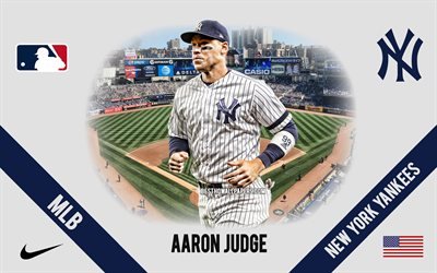 Aaron Judge, New York Yankees, American Baseball Player, MLB, portrait, USA, baseball, Yankee Stadium, New York Yankees logo, Major League Baseball, Aaron James Judge