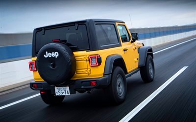 Jeep Wrangler Rubicon, 4k, back view, 2020 cars, JP-spec, SUVs, 2020 Jeep Wrangler, american cars, Jeep