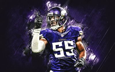 Anthony Barr, Minnesota Vikings, NFL, portrait, american football player, purple stone background, National Football League