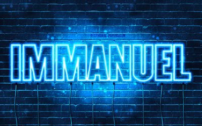 Immanuel, 4k, wallpapers with names, horizontal text, Immanuel name, Happy Birthday Immanuel, blue neon lights, picture with Immanuel name