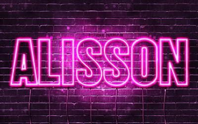 Alisson, 4k, wallpapers with names, female names, Alisson name, purple neon lights, Happy Birthday Alisson, picture with Alisson name