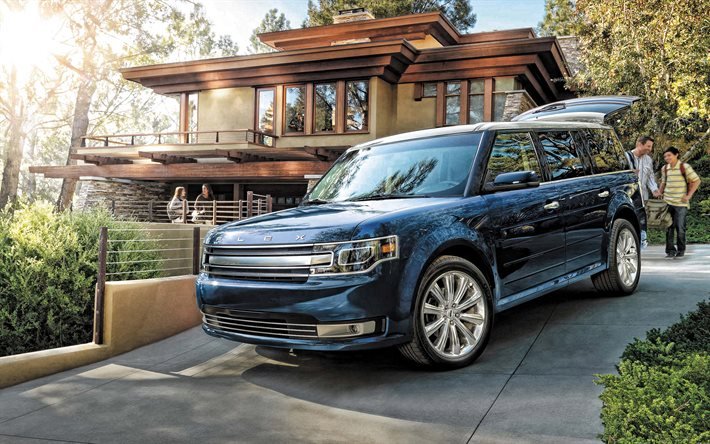 Ford Flex, 2020, front view, exterior, blue crossover, new blue Flex, american cars, Ford