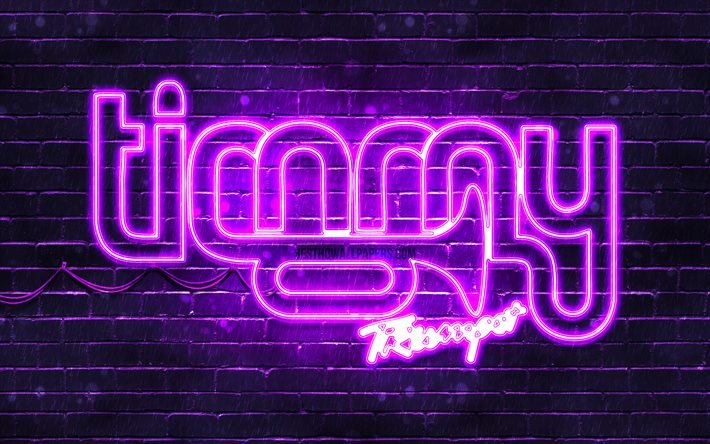 Timmy Trumpet violette logo, 4k, superstars, australienne, de DJs, de violet brickwall, Timmy Trumpet logo, Timothy Jude Smith, Timmy Trumpet, stars de la musique, Timmy Trumpet n&#233;on logo