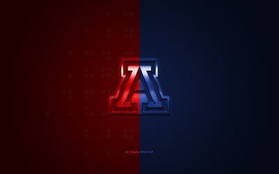 Arizona Wildcats logo, American football club, NCAA, red blue logo, red blue carbon fiber background, American football, Tucson, Arizona, USA, Arizona Wildcats