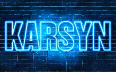 Karsyn, 4k, wallpapers with names, horizontal text, Karsyn name, Happy Birthday Karsyn, blue neon lights, picture with Karsyn name