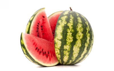 watermelon, ripe fruit, watermelon on a white background, summer fruit