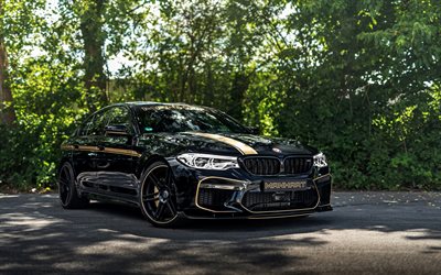 El BMW M5, 2018, Manhart, V8 Biturbo, negro sed&#225;n, el ajuste de la M5, nuevo negro F90, los coches alemanes, MH5 700, BMW