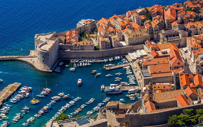 Dubrovnik, Adriatic Sea, Croatia, resort, bay, boats, summer, South, Mediterranean Sea
