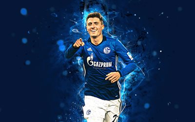 4k, Alessandro Schopf, soyut sanat, futbol yıldızları, Schalke 04, futbol, Fransız Ligi, futbolcular, neon ışıkları, Schalke 04 FC