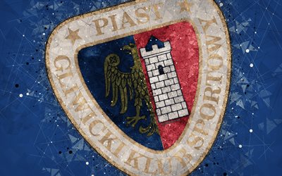 Piast Gliwice, 4k, arte geometrica, logo, blu, astratto sfondo, polacco football club, Ekstraklasa, Gliwice, Polonia, calcio, arte creativa