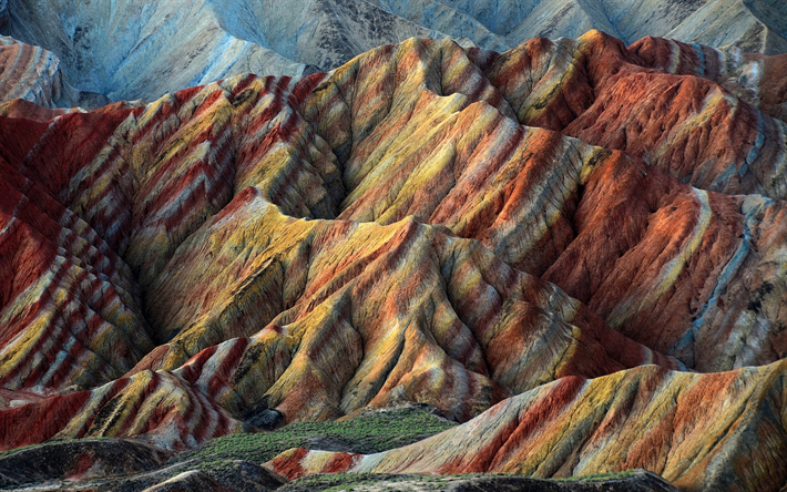 Danxia, Zhangye Nacional Geoparque, coloridas monta&#241;as, china puntos de inter&#233;s, colinas, Gansu, China, Asia