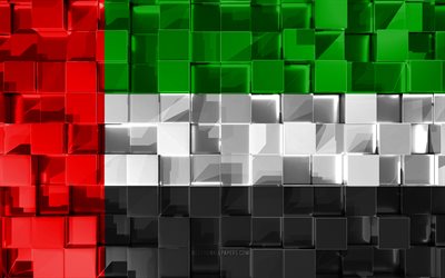 Bandera de Emiratos &#193;rabes Unidos, indicador 3d, 3d cubos de textura, las Banderas de los pa&#237;ses de Asia, EMIRATOS &#225;rabes unidos, arte 3d, Emiratos &#193;rabes Unidos, de Asia, de textura en 3d, la bandera de EMIRATOS &#225;rabes unidos
