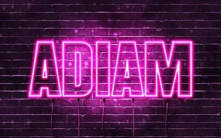 Adiam, 4k, wallpapers with names, female names, Adiam name, purple neon lights, Happy Birthday Adiam, popular arabic female names, picture with Adiam name