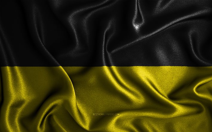 Aachens flagga, 4k, v&#229;giga sidenflaggor, tyska st&#228;der, tygflaggor, 3D-konst, Aachen, Europa, st&#228;der i Tyskland, Aachen 3D-flagga, Tyskland