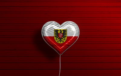 Rakastan Aalenia, 4k, realistiset ilmapallot, punainen puinen tausta, saksalaiset kaupungit, Aalenin lippu, Saksa, ilmapallo lipulla, Aalen, Aalenin p&#228;iv&#228;