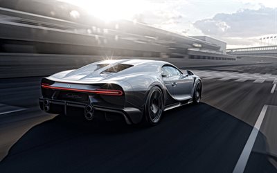 2022, Bugatti Chiron Super Sport, 4k, vista posteriore, esterno, hypercar, argento Chiron, supercar di lusso, Bugatti