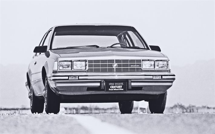 Buick Century Custom Coup&#233;, voitures r&#233;tro, voitures de 1982, monochrome, voitures am&#233;ricaines, Buick