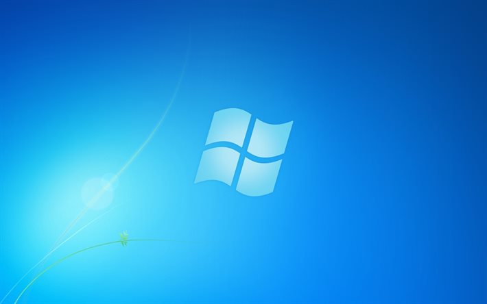 Logo blu di Windows, 4k, minimalismo, sfondi blu, Windows, sistema operativo, logo di Windows