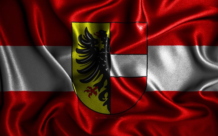 アーハーンの旗, 4k, シルクの波状の旗, ドイツの都市, ファブリックフラグ, アーハーンの日, 3Dアート, アーハーン, ヨーロッパ, Achern3Dフラグ, ドイツ
