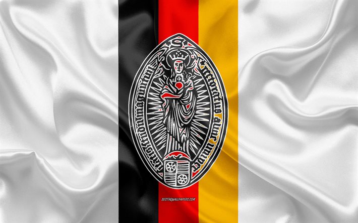 Emblema dell&#39;Universit&#224; di Mainz, bandiera tedesca, logo dell&#39;Universit&#224; di Mainz, Mainz, Germania, Universit&#224; di Mainz