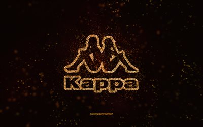 Kappa glitter logo, black background, Kappa logo, gold glitter art, Kappa, creative art, Kappa gold glitter logo