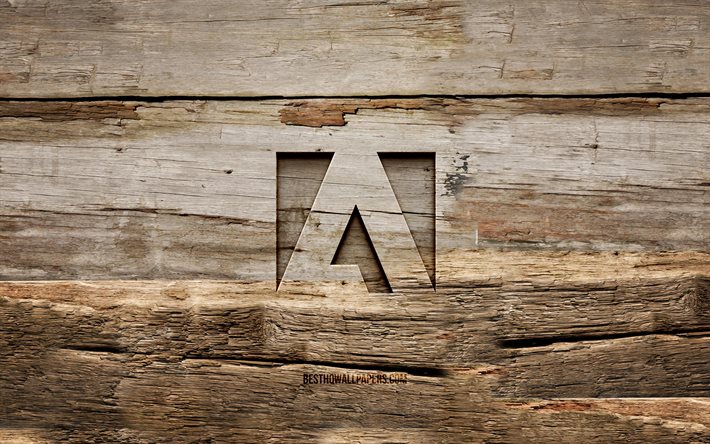 Logo in legno Adobe, 4K, sfondi in legno, marchi, logo Adobe, creativit&#224;, intaglio del legno, Adobe