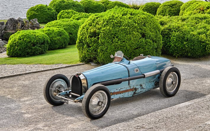 1934, Bugatti Type 59, 4k, vista frontal, exterior, carros retro, carros antigos, Bugatti