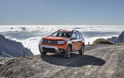 2022, Dacia Duster, 4k, front view, exterior, orange crossover, new orange Duster, french cars, Dacia